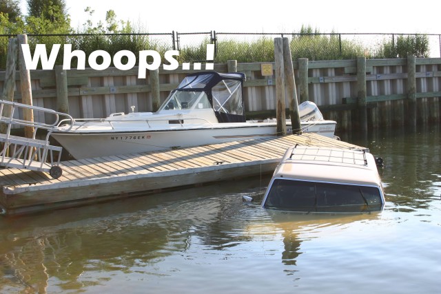 Car into the water- New Suffolk boat ramp