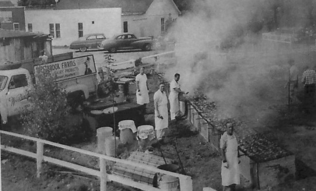 cooking chickens 1957