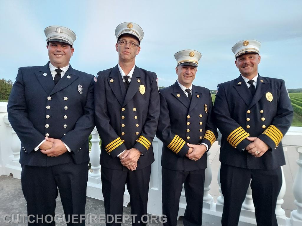 L to R: Captain Chris Dinizio, 2nd Asst. Chief Christian Voegel, 1st Asst. Chief William Brewer, Chief Amos Meringer