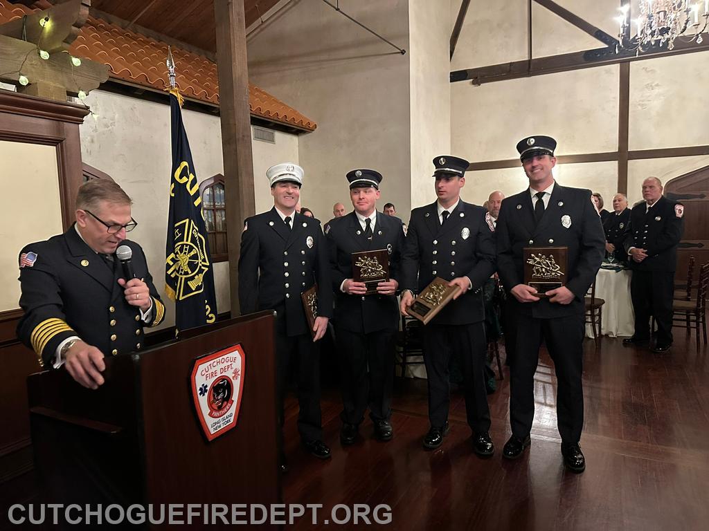 2023 Firefighters of the Year: L to R: Captain Joe Hinton, Lt. Ken Pearsall, Lt. Christian Figurniak, Lt. Bryan Zissel